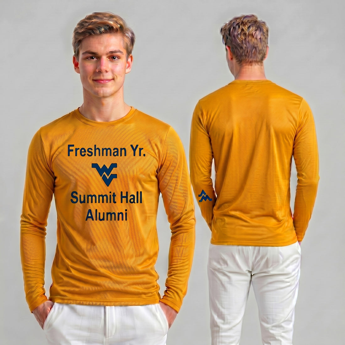 Licensed Men'sUnisex WVU Gold | Cooling Performance Long Sleeve Tee | “Freshman Yr. Summit Hall Alumni” by Sassy Foot Fashion
