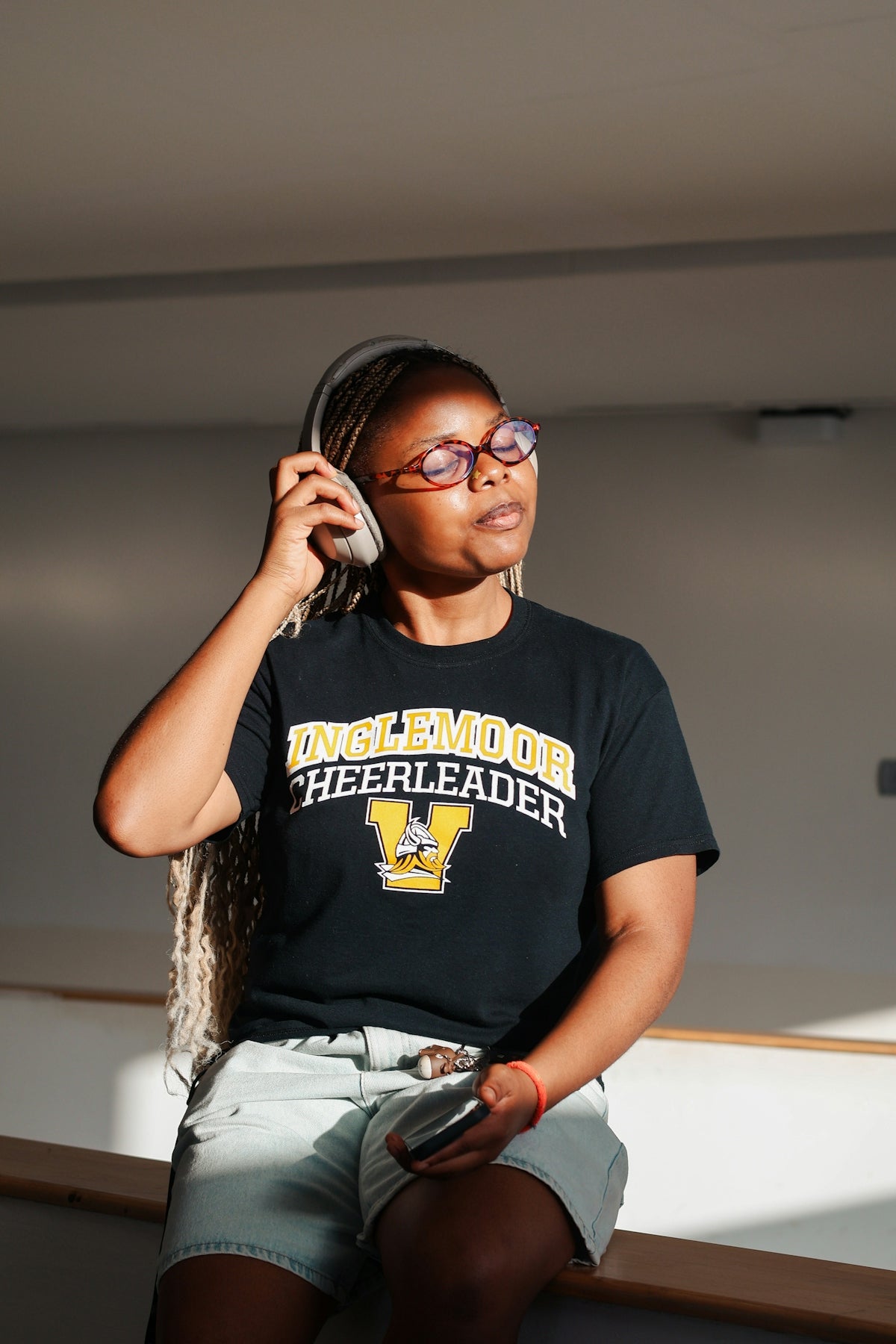 Young woman with headphones listening to music