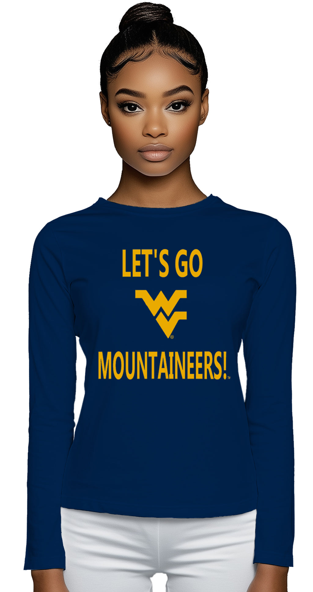 Licensed Unisex WVU Blue | Cooling Performance Long Sleeve Tee | “Let's Go Mountaineers!” by Sassy Foot Fashion