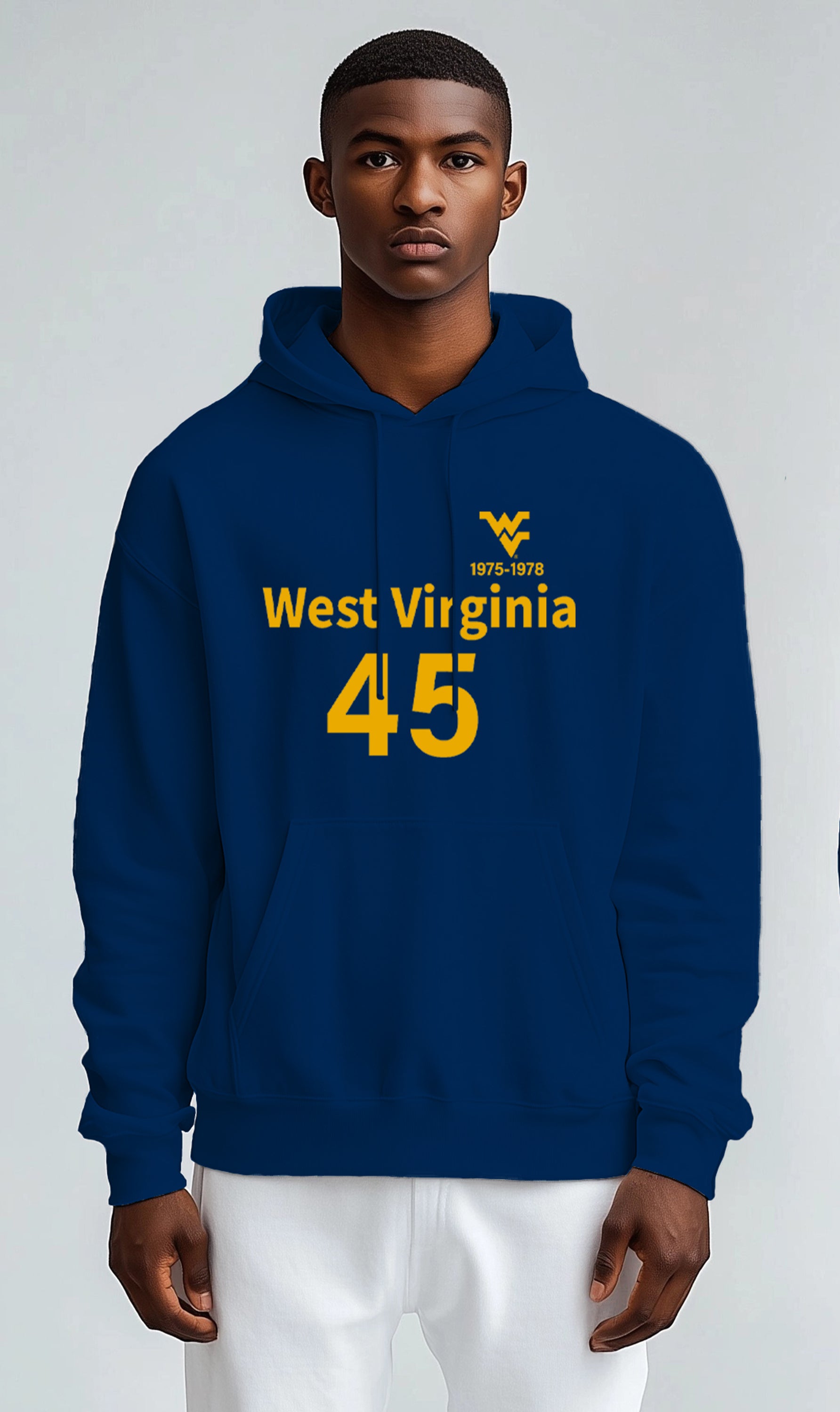 Licensed WVU Blue Hoodie | “Maurice Mo Robinson” by Sassy Foot Fashion