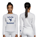 Licensed Women's WVU White | Cooling Performance Long Sleeve Tee | “Let's Go Mountaineers!” by Sassy Foot Fashion