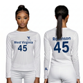 Licensed Women's WVU White | Cooling Performance Long Sleeve Tee | Maurice "Mo" Robinson by Sassy Foot Fashion