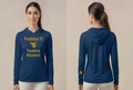 Licensed WVU Blue Cooling Performance Hooded Long Sleeve Tee (Men’s/Unisex) | “Freshman Yr. Towers Alumni” | Spring/Summer Collection | Sassy Foot Fashion