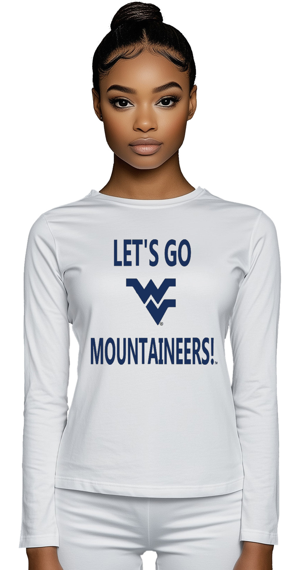 Licensed Unisex WVU White | Cooling Performance Long Sleeve Tee | “Let's Go Mountaineers!” by Sassy Foot Fashion
