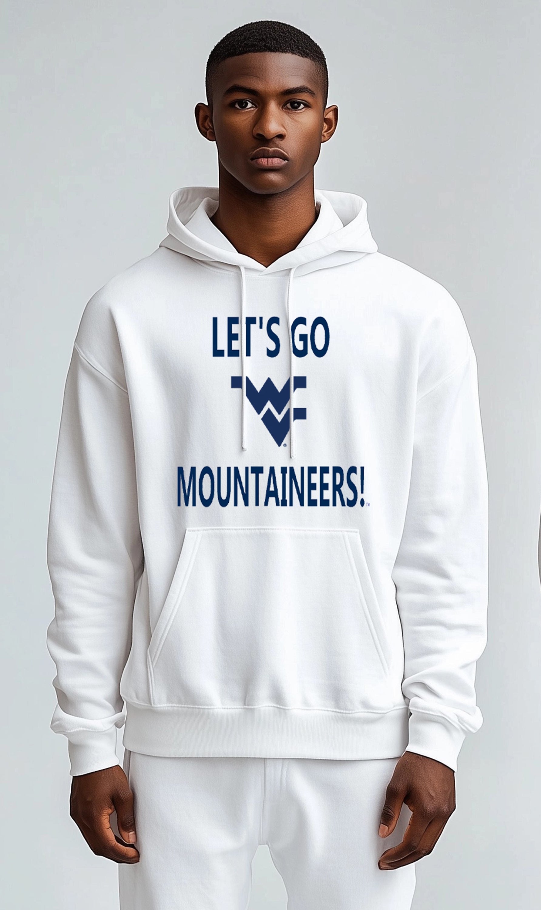 Licensed Unisex WVU White Hoodie | “Let’s Go Mountaineers!” by Sassy Foot Fashion