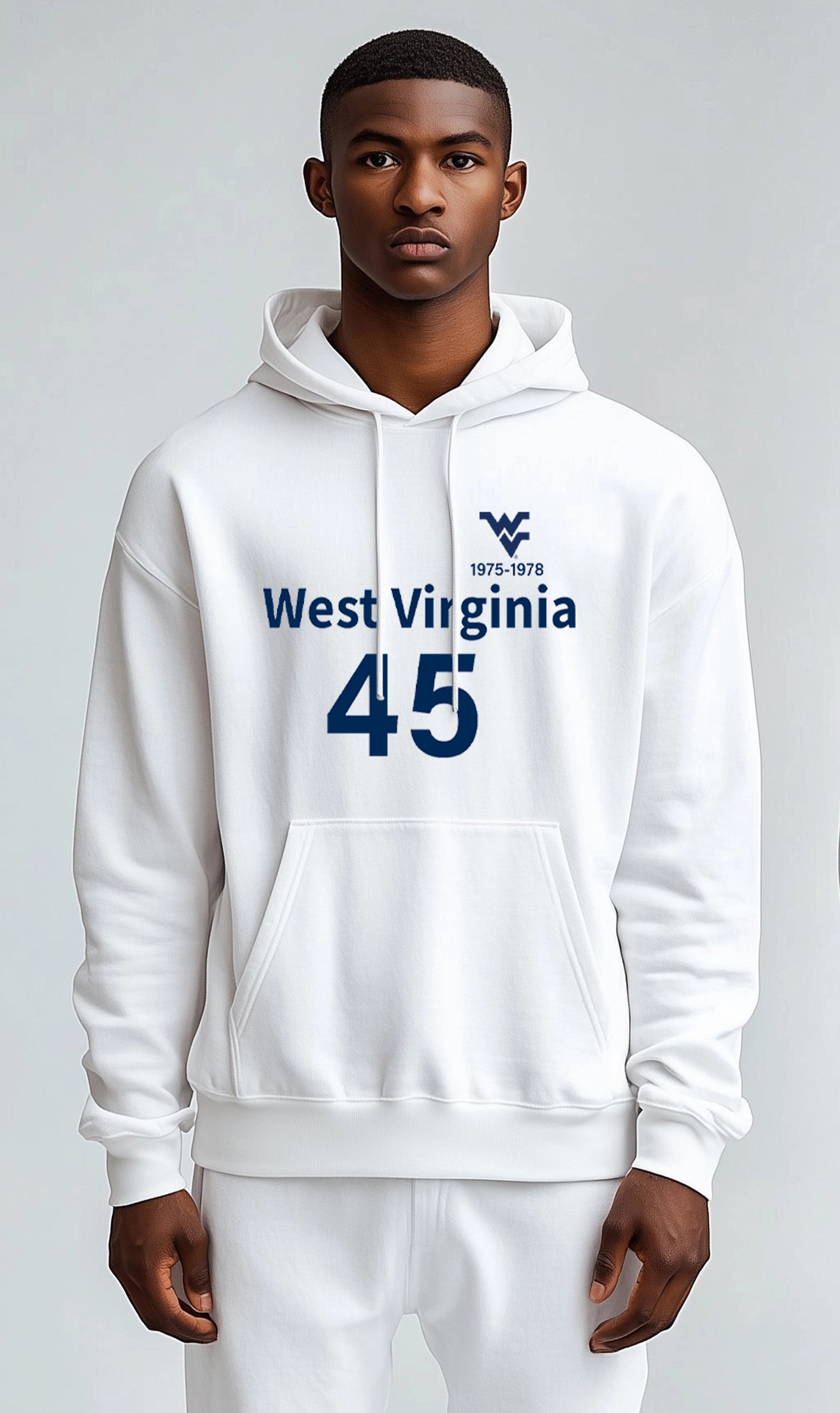 Licensed WVU White Hoodie | “Maurice Mo Robinson” by Sassy Foot Fashion
