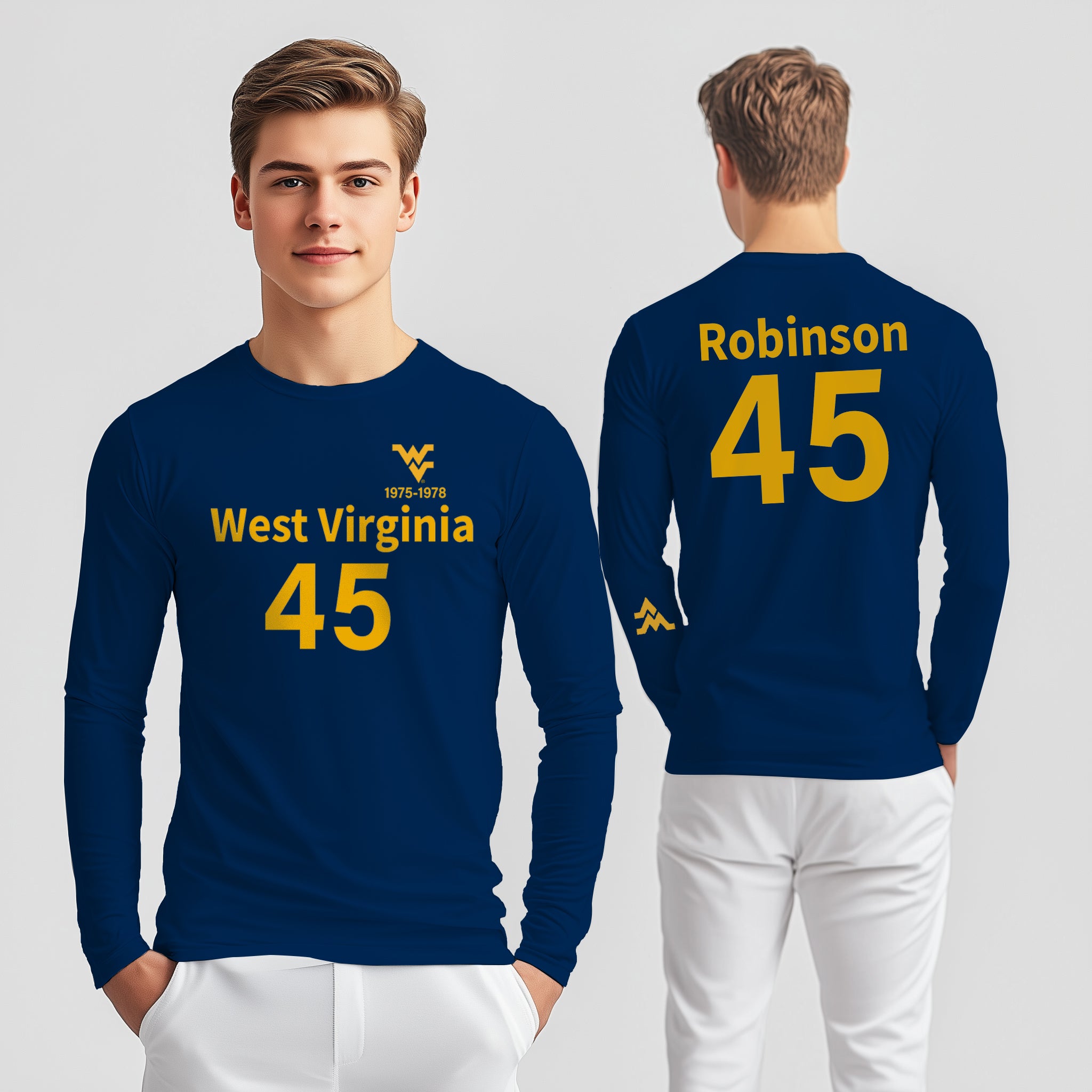 Licensed Unisex WVU Blue | Cooling Performance Long Sleeve Tee | “Maurice Mo Robinson” by Sassy Foot Fashion
