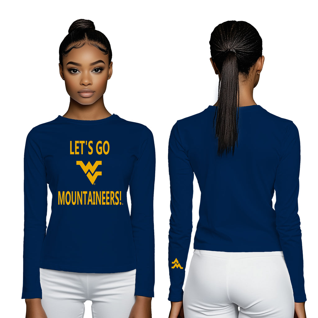 Licensed Unisex WVU Blue | Cooling Performance Long Sleeve Tee | “Let's Go Mountaineers!” by Sassy Foot Fashion