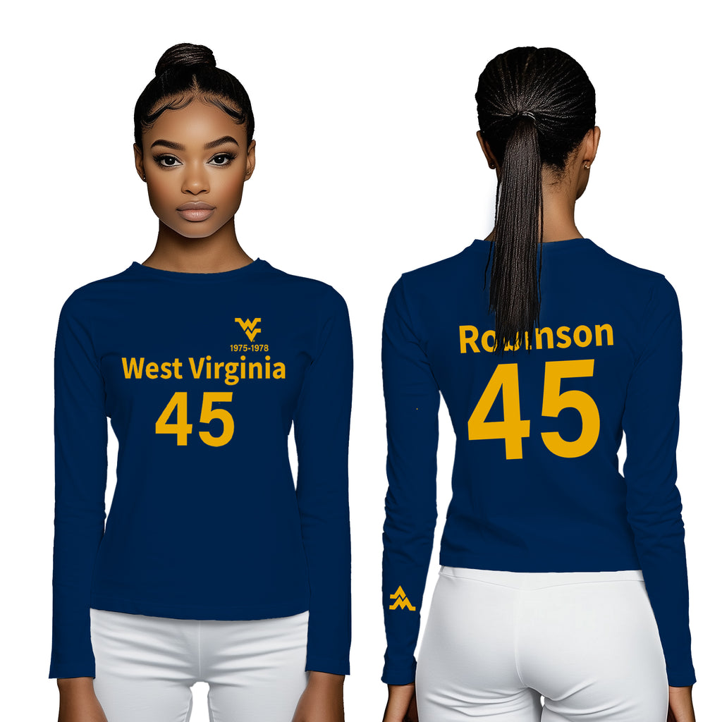Licensed Unisex WVU Blue | Cooling Performance Long Sleeve Tee | “Maurice Mo Robinson” by Sassy Foot Fashion