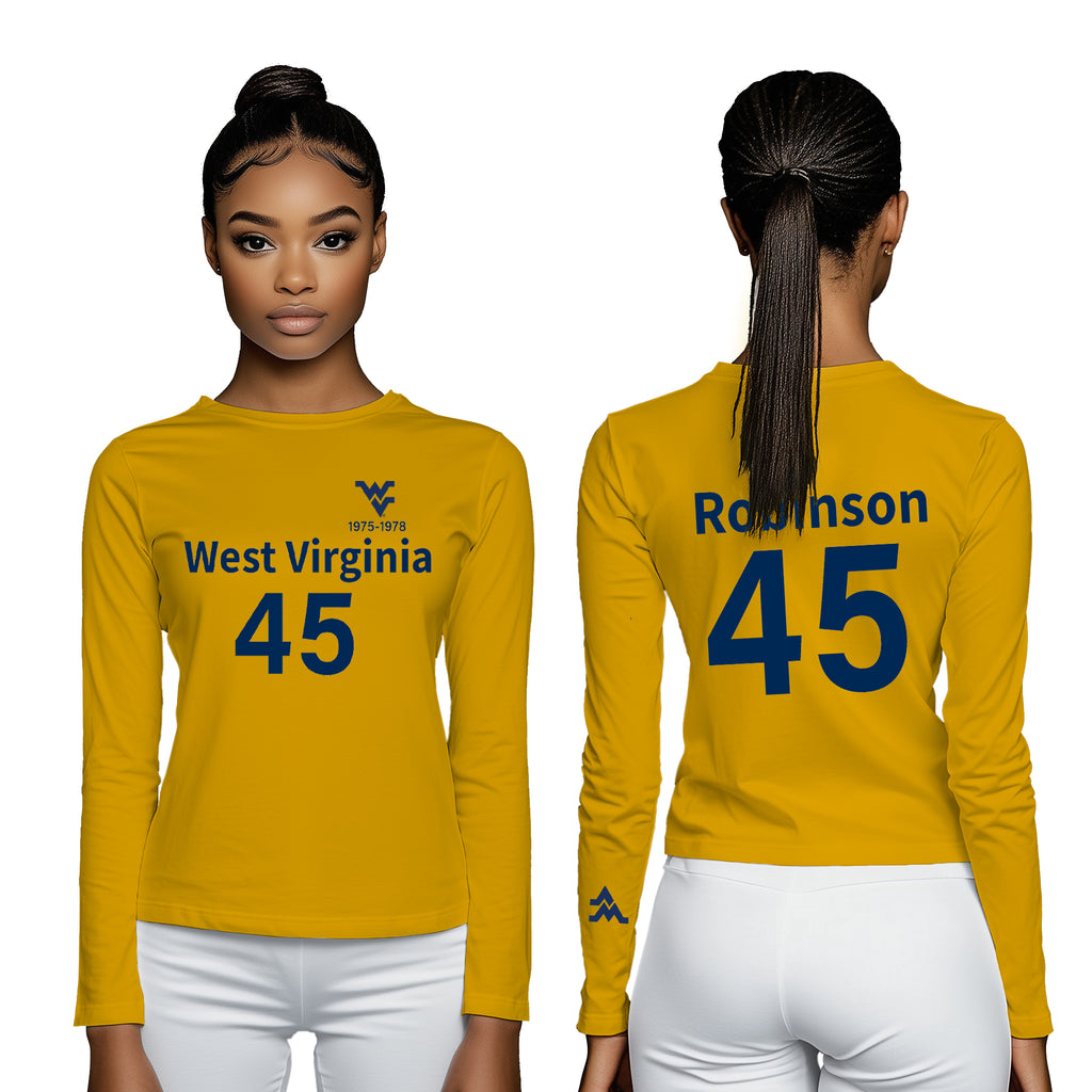 Licensed Unisex WVU Gold | Cooling Performance Long Sleeve Tee | “Maurice Mo Robinson” by Sassy Foot Fashion