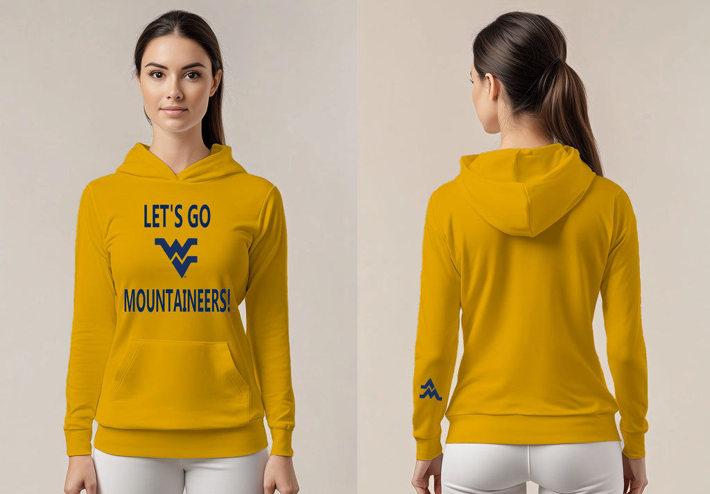 Licensed Unisex WVU Gold Hoodie | “Let’s Go Mountaineers!” by Sassy Foot Fashion