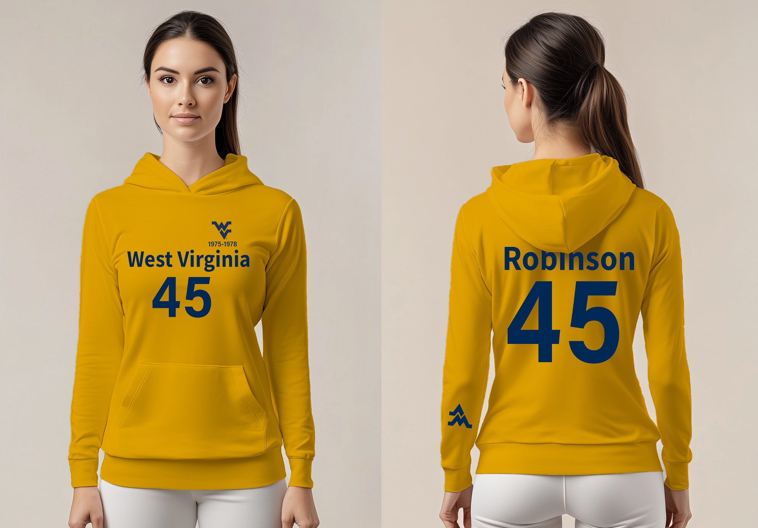 Licensed WVU Gold Hoodie | “Maurice Mo Robinson” by Sassy Foot Fashion