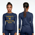 Licensed Women's WVU Blue | Cooling Performance Long Sleeve Tee | “Freshman Yr. Stalnaker Hall Alumni” by Sassy Foot Fashion