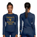 Licensed Women's WVU Blue | Cooling Performance Long Sleeve Tee | “Freshman Yr. Summit Hall Alumni” by Sassy Foot Fashion (Copy) (Copy) (Copy)