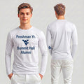 Licensed Men's/Unisex WVU White | Cooling Performance Long Sleeve Tee | “Freshman Yr. Summit Hall Alumni” by Sassy Foot Fashion