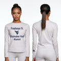 Licensed Women's WVU White | Cooling Performance Long Sleeve Tee | “Freshman Yr. Stalnaker Hall Alumni” by Sassy Foot Fashion