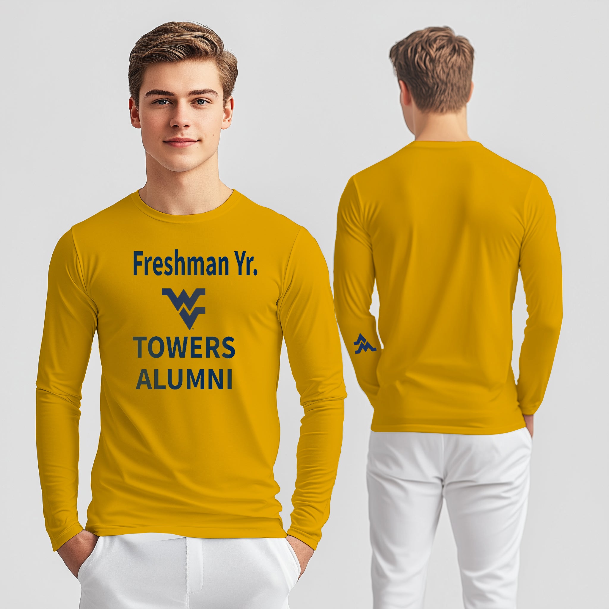 Licensed Unisex WVU Gold | Cooling Performance Long Sleeve Tee | “Freshman Yr. Towers Alumni” by Sassy Foot Fashion