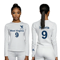 Licensed Women's WVU White | Cooling Performance Long Sleeve Tee | “Major Harris” by Sassy Foot Fashion