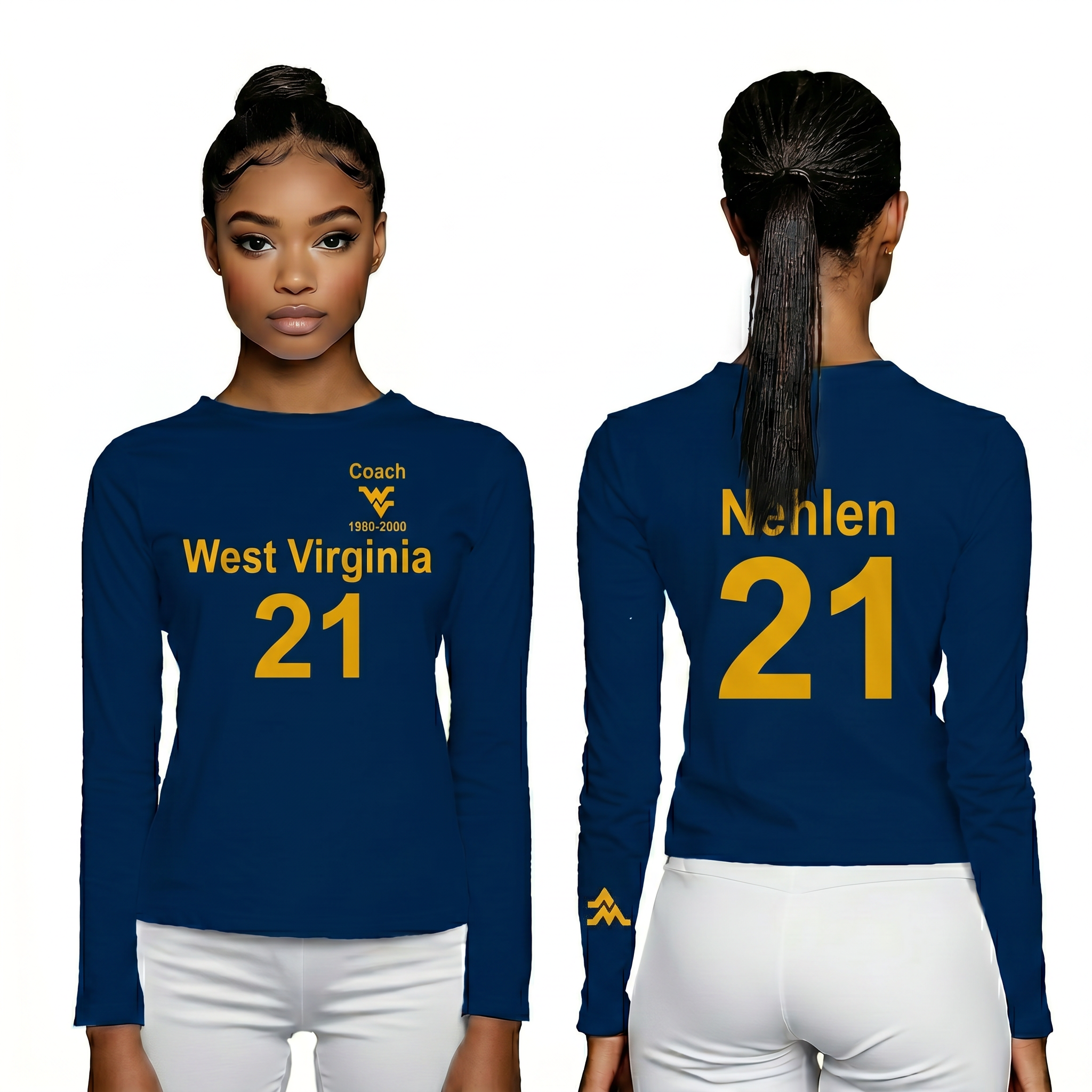 Licensed Women's WVU Blue | Cooling Performance Long Sleeve Tee | “Don Nehlen” by Sassy Foot Fashion