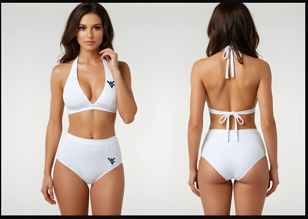 Licensed WVU Retro Swimwear | White Mountaineer Style by Sassy Foot Fashion