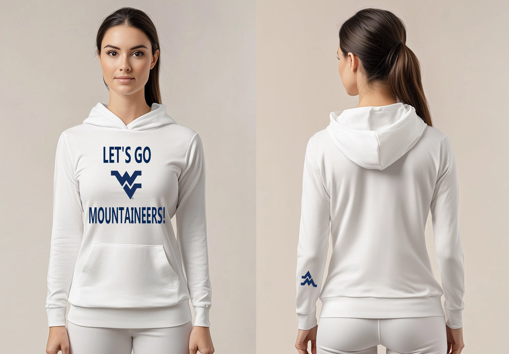 Licensed Unisex WVU White Hoodie | “Let’s Go Mountaineers!” by Sassy Foot Fashion