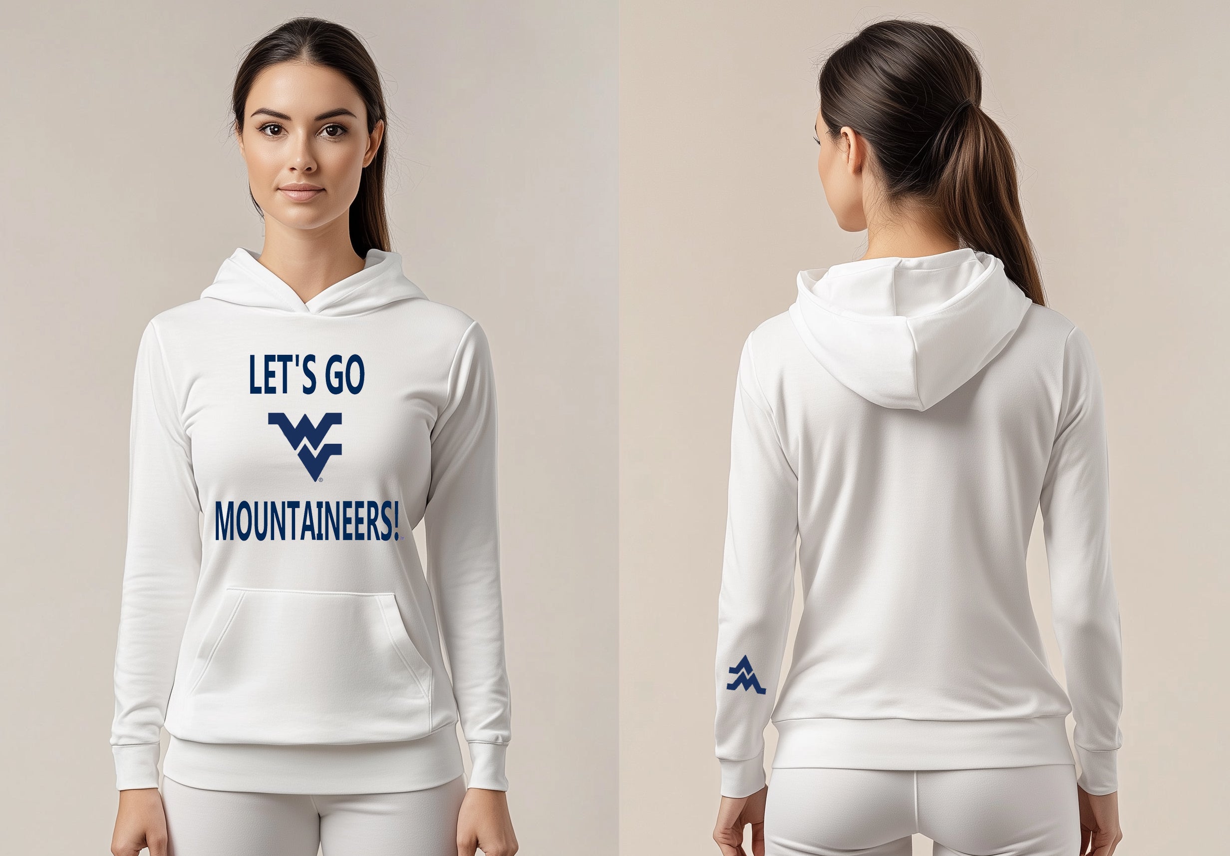 Licensed Unisex WVU White Hoodie | “Let’s Go Mountaineers!” by Sassy Foot Fashion